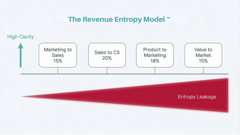 Revenue Entropy Model showing natural revenue decay over time without demand generation intervention